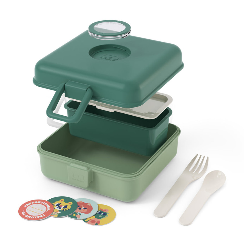 Lunchbox personnalisable 850ml Snacky avec couverts Forest Vert 