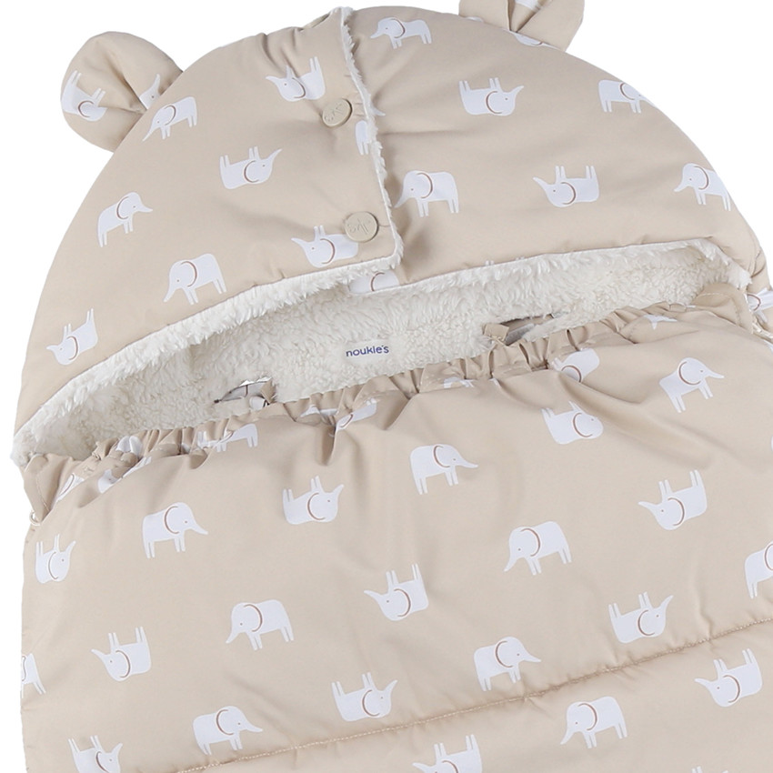 Chancelière déperlante 0-6M imprimé éléphants beige 