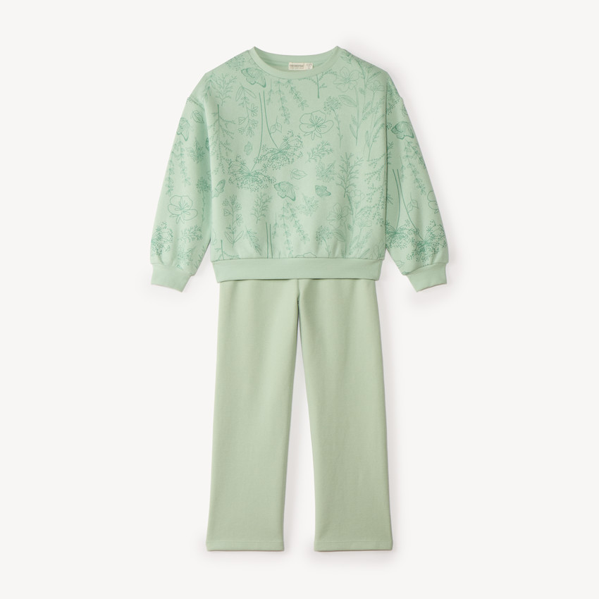 Ensemble de jogging fille en molleton gratté imprimé fleurs