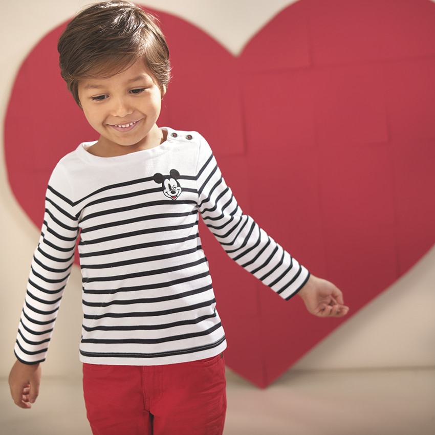 Marinière en jersey broderie Mickey Disney 