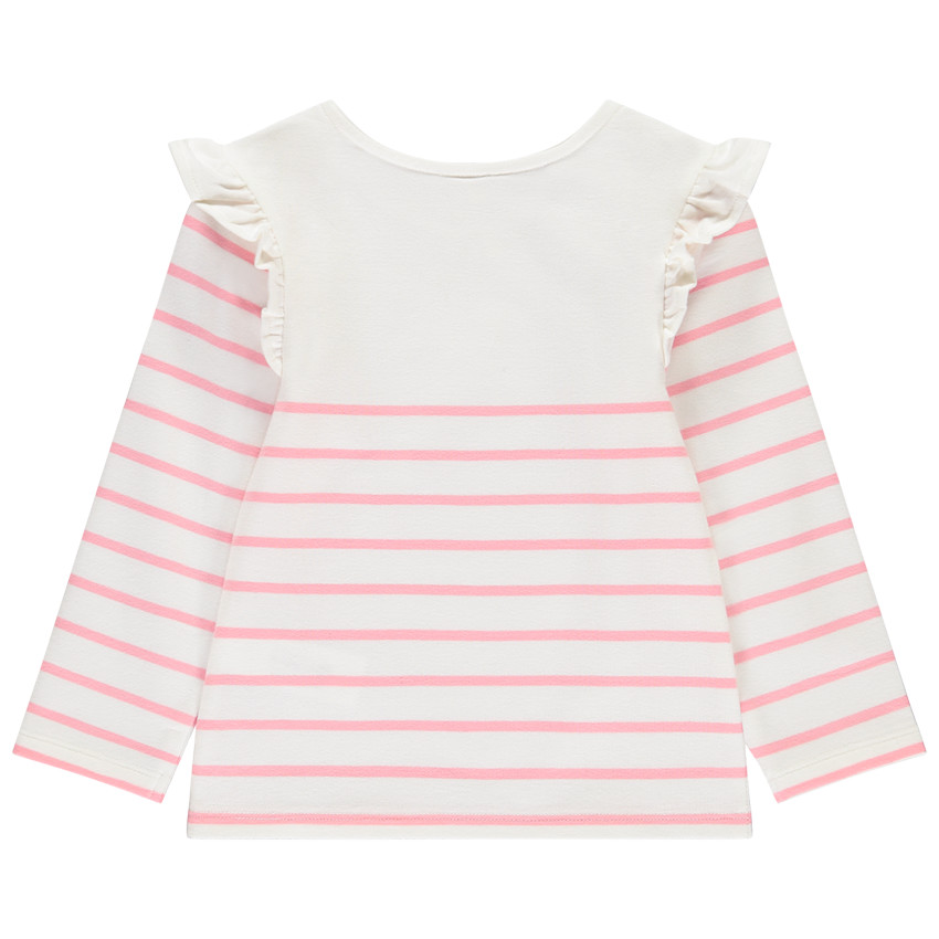 Marinière à volants et broderie dorée pour bébé fille 
