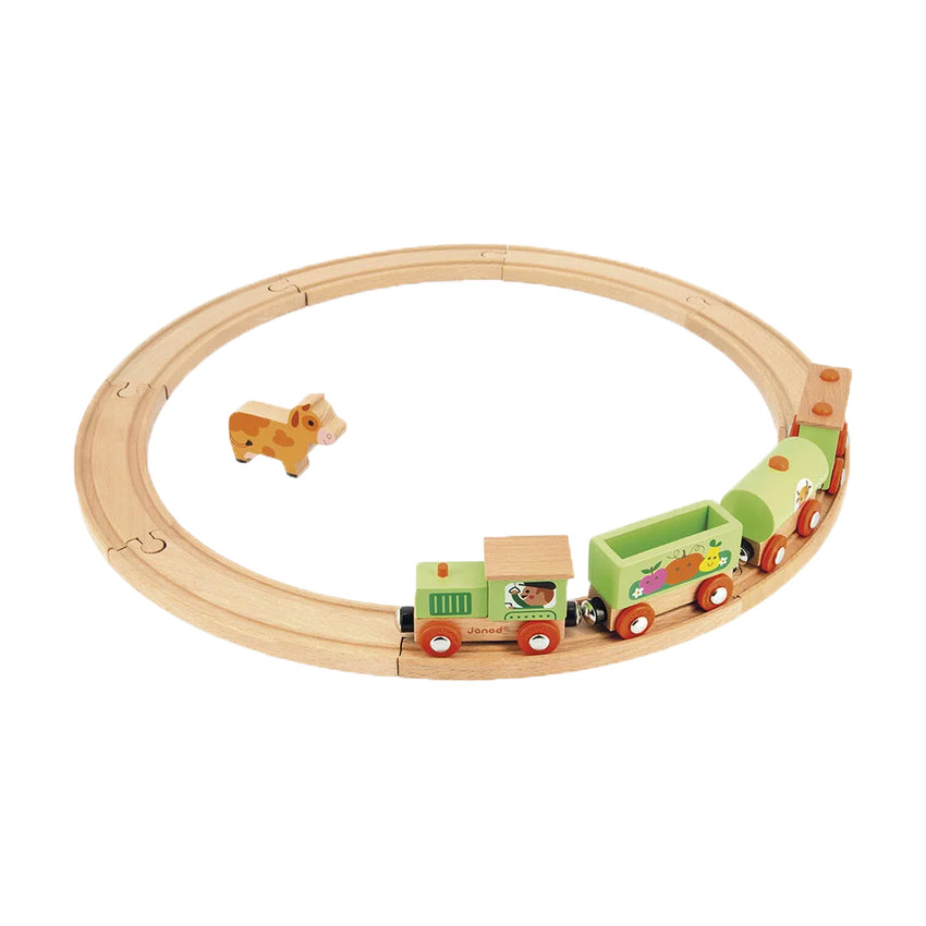 Circuit en bois train ferme 