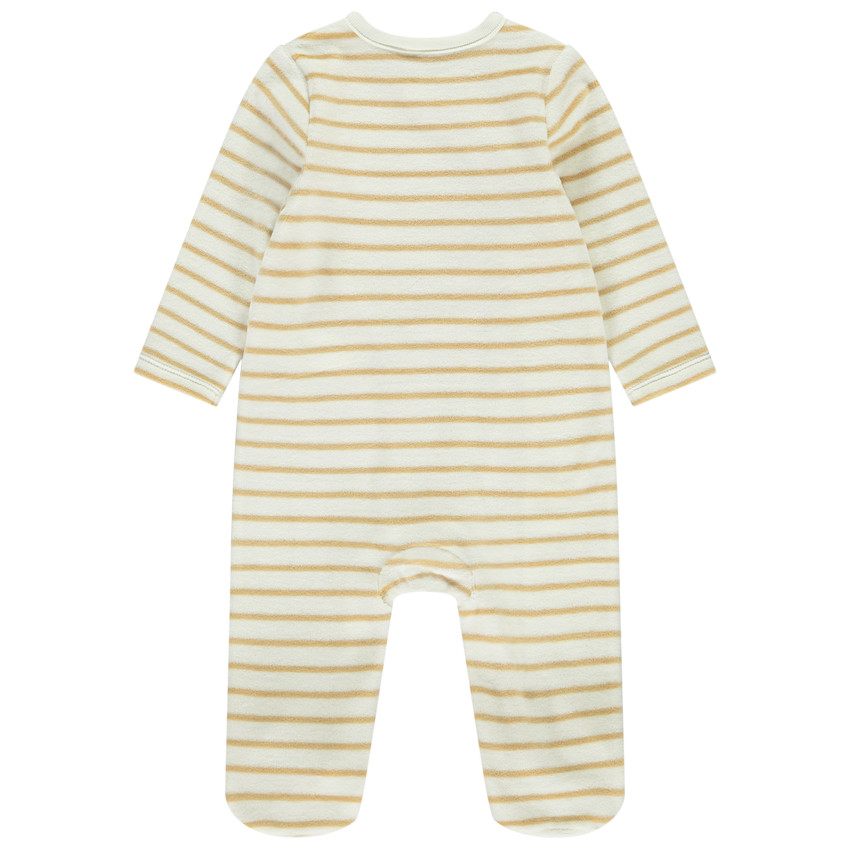 Dors-bien en velour rayé patch dragon pour bébé garçon 