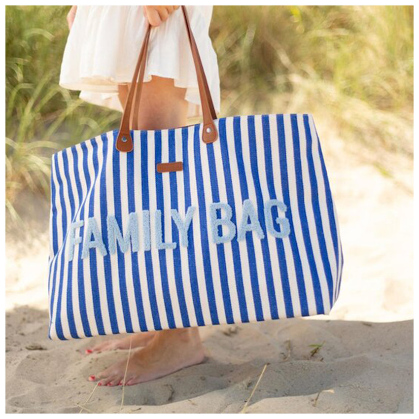 Sac à langer Family Bag Rayures Bleu Electrique Bleu Clair 