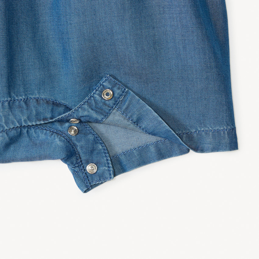 Combinaison courte + charlotte en tencel brodée de fleurs pour bébé fille  