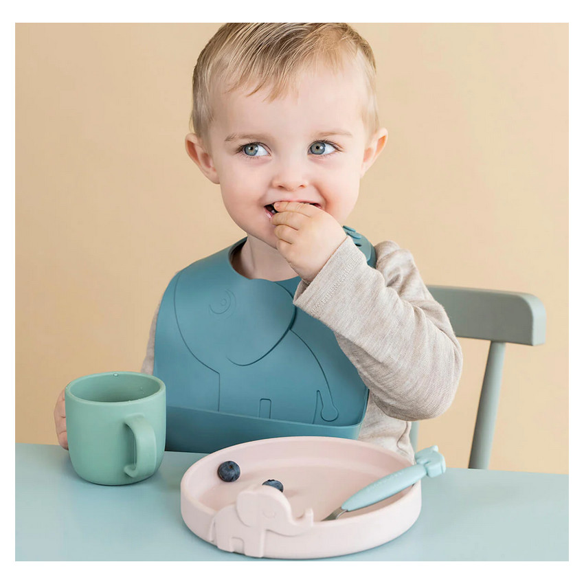 Lot de 2 bavoirs Silicone Peekaboo Elphee - Bleu 