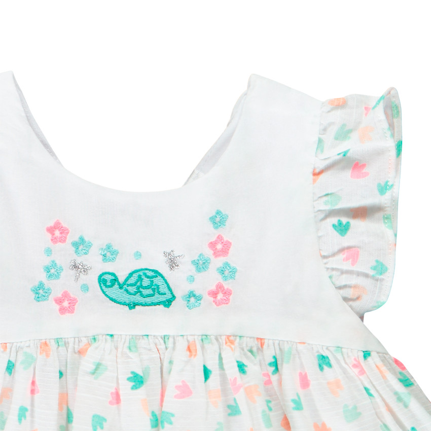 Ensemble robe manches courtes et bloomer imprimés pour bébé fille 