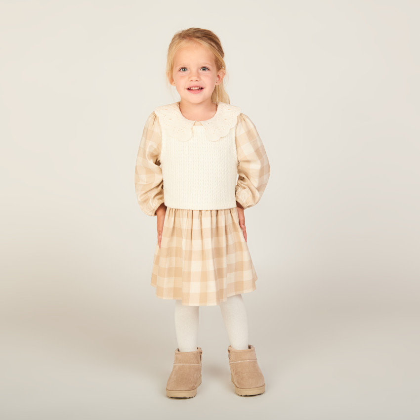 Ensemble 2 pièces avec robe à carreaux pour bébé fille 