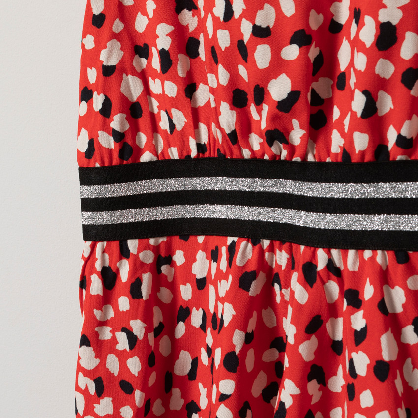 Robe manches courtes à imprimé graphique et taille élastiquée 