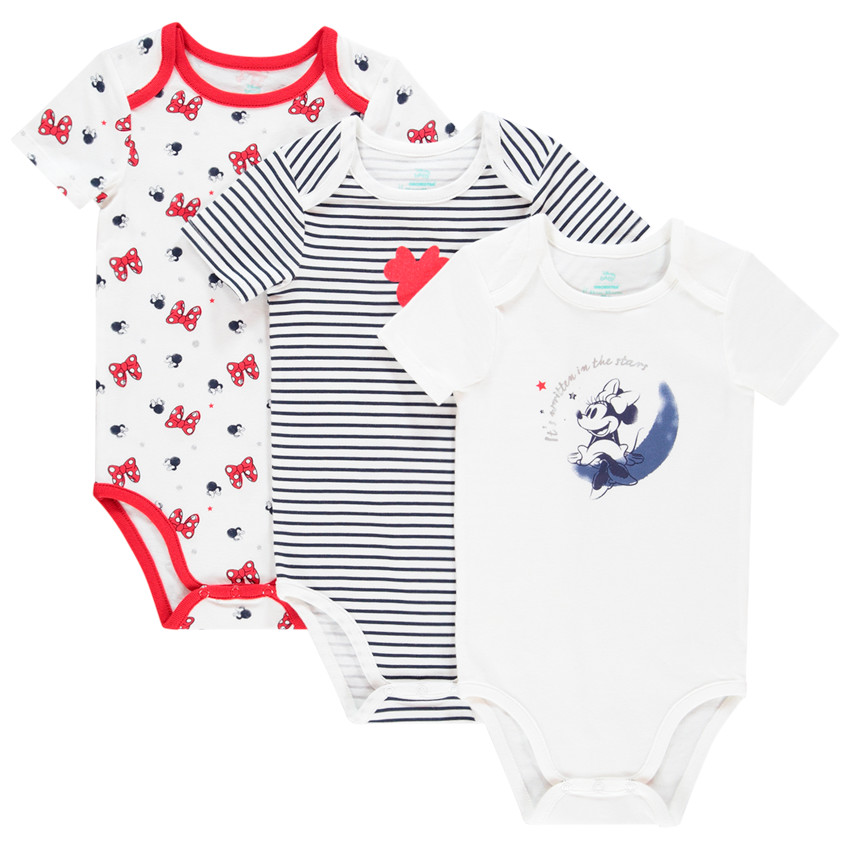 Lot de 3 bodies manches courtes print Minnie Disney 