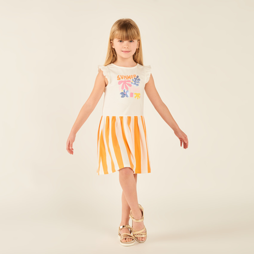 Robe débardeur 2-en-1 bas à rayures pour fille