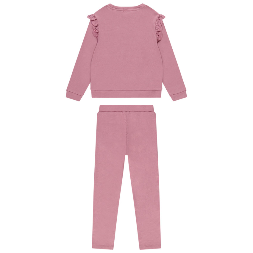 Ensemble jogging uni en maille coupé-cousu pour fille 
