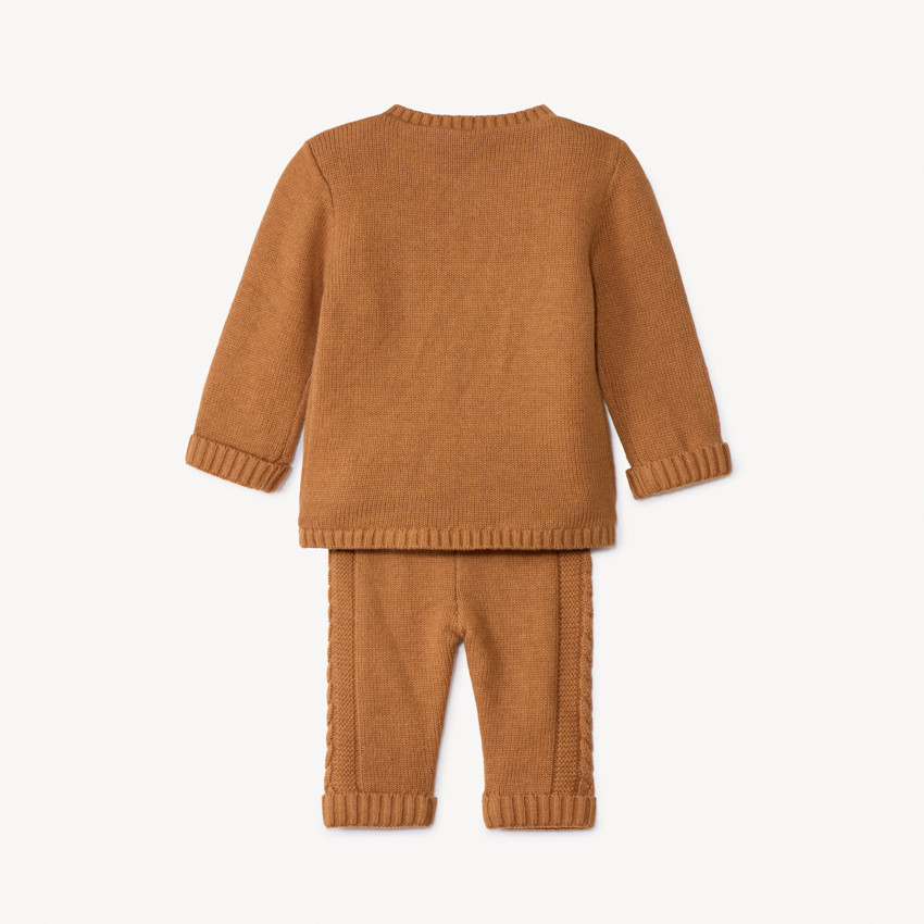 Ensemble 2 pièces en tricot torsadé uni pour bébé 