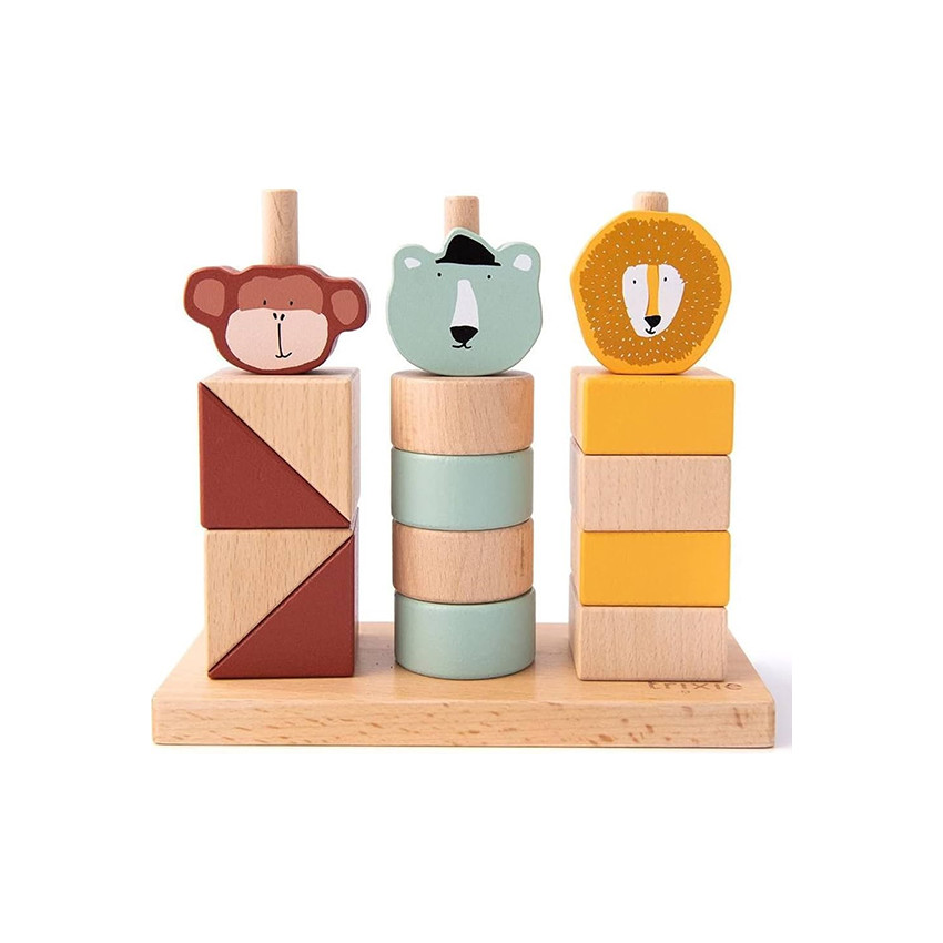 Jeu de construction blocs animaux en bois à empiler