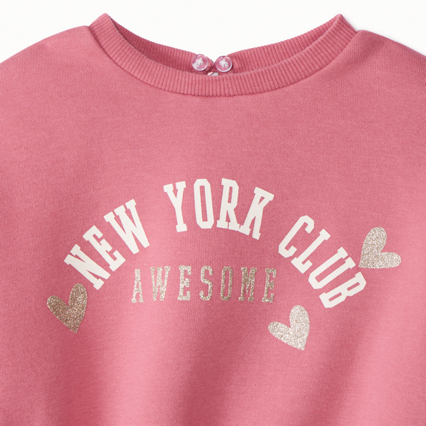 Sweat molleton fantaisie avec col claudine pour bébé fille 