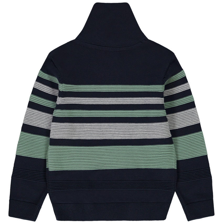 Pull rayé en tricot fantaisie et col croisé pour garçon 