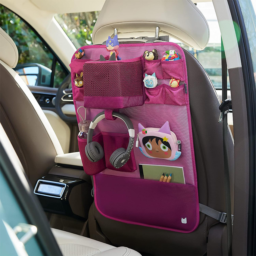 Organiseur de voiture + mini sac Fée rose 