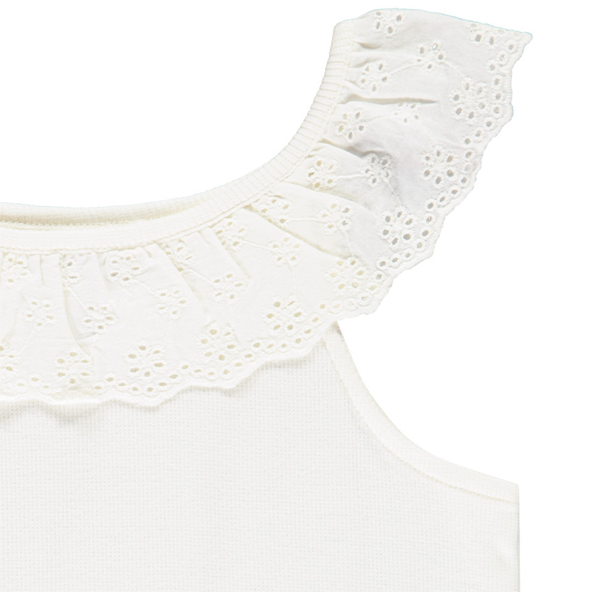 Débardeur à collerette volantée en broderie anglaise pour fille 