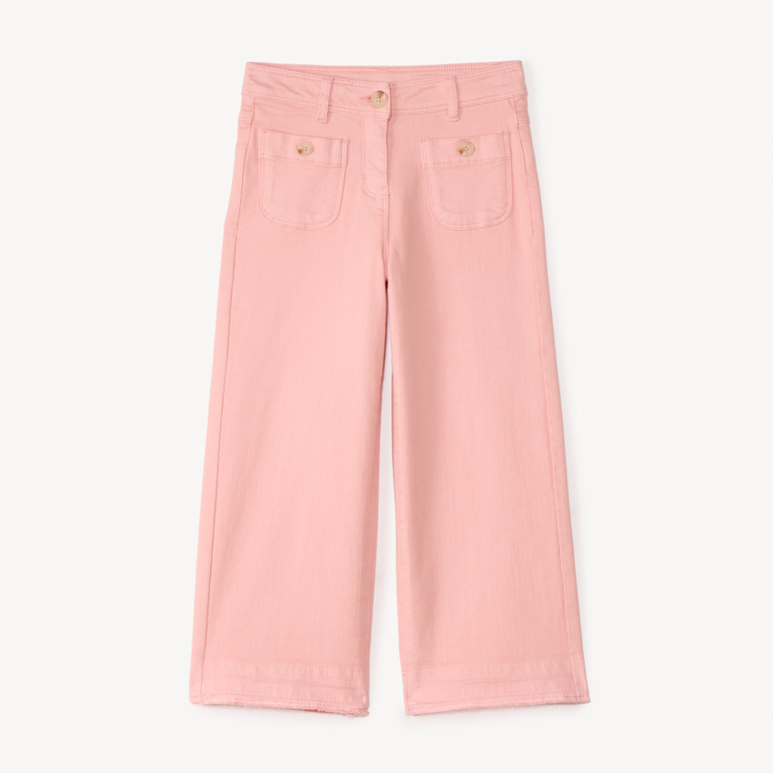 Jean large uni à boutons imitation corne pour fille 
