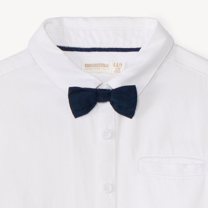 Chemise manches courtes de cérémonie + nœud papillon pour garçon 