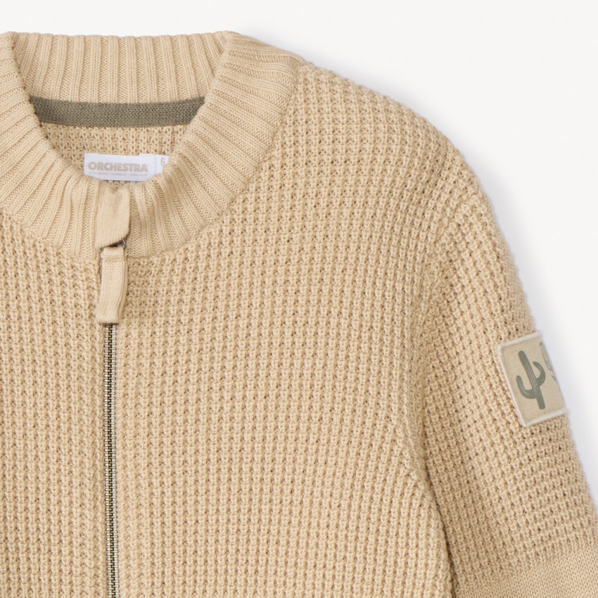 Gilet zippé en tricot fantaisie uni pour garçon 