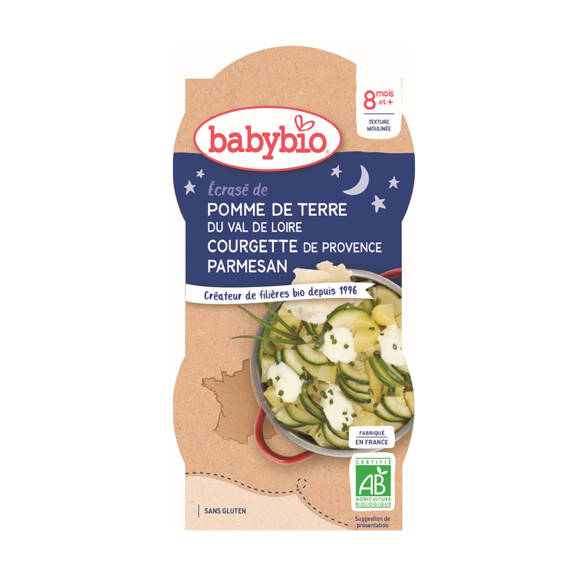 Bols d'Ecrasé de Pomme de terre avec Courgette et Parmesan 2x200g 