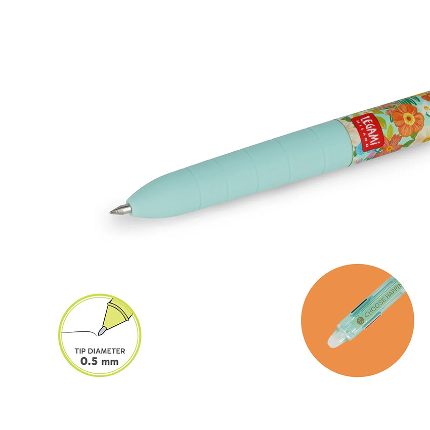 Stylo gel à encre effaçable Happy Flowers + 3 couleurs 