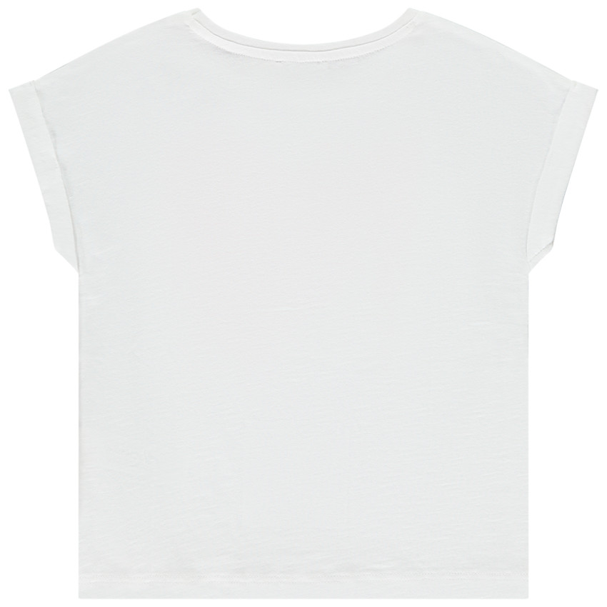 T-shirt manches courtes uni avec broderie et sequins pour fille  