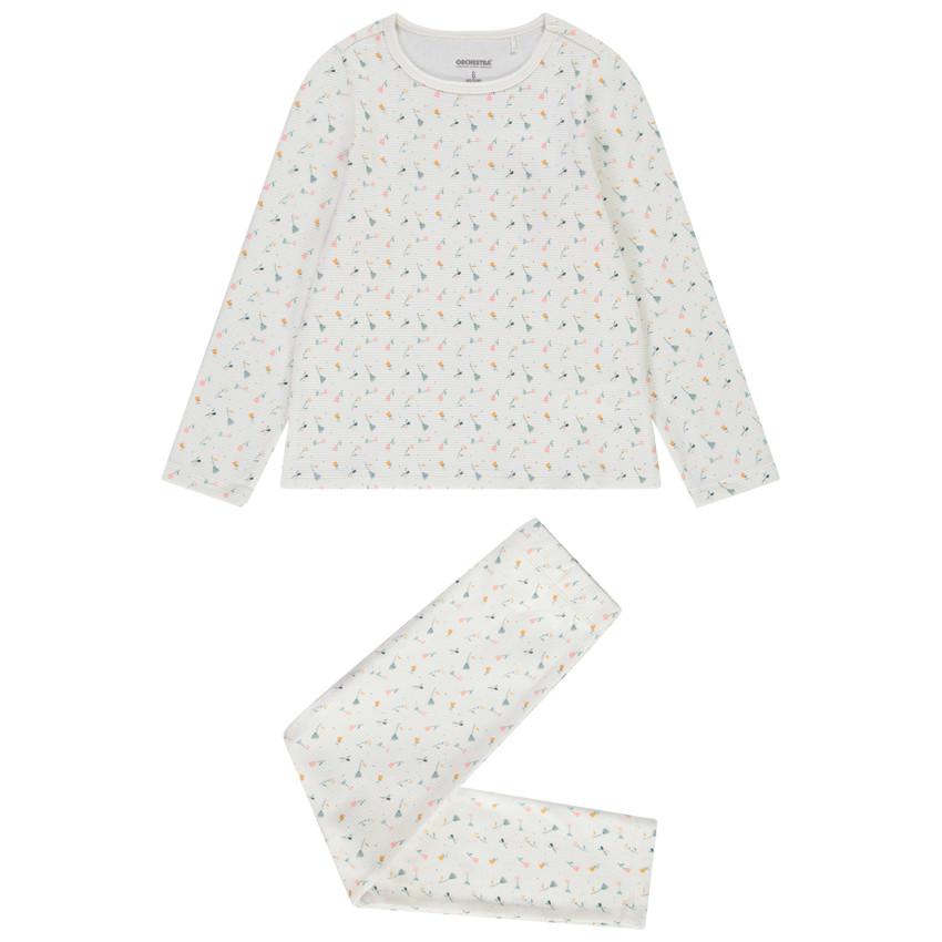 Pyjama 2 pièces en nid d'abeille imprimé fleuri pour fille 
