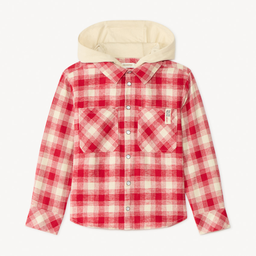 Surchemise à carreaux avec capuche pour fille 