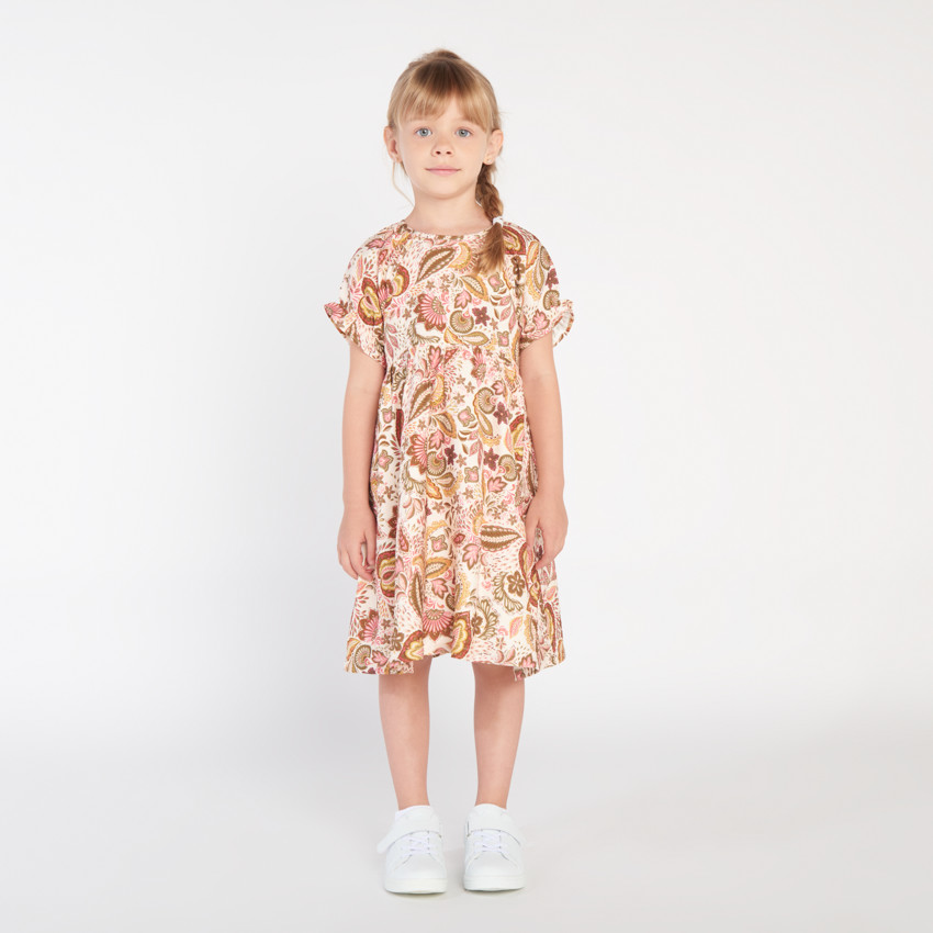 Robe manches courtes imprimé folklorique pour fille