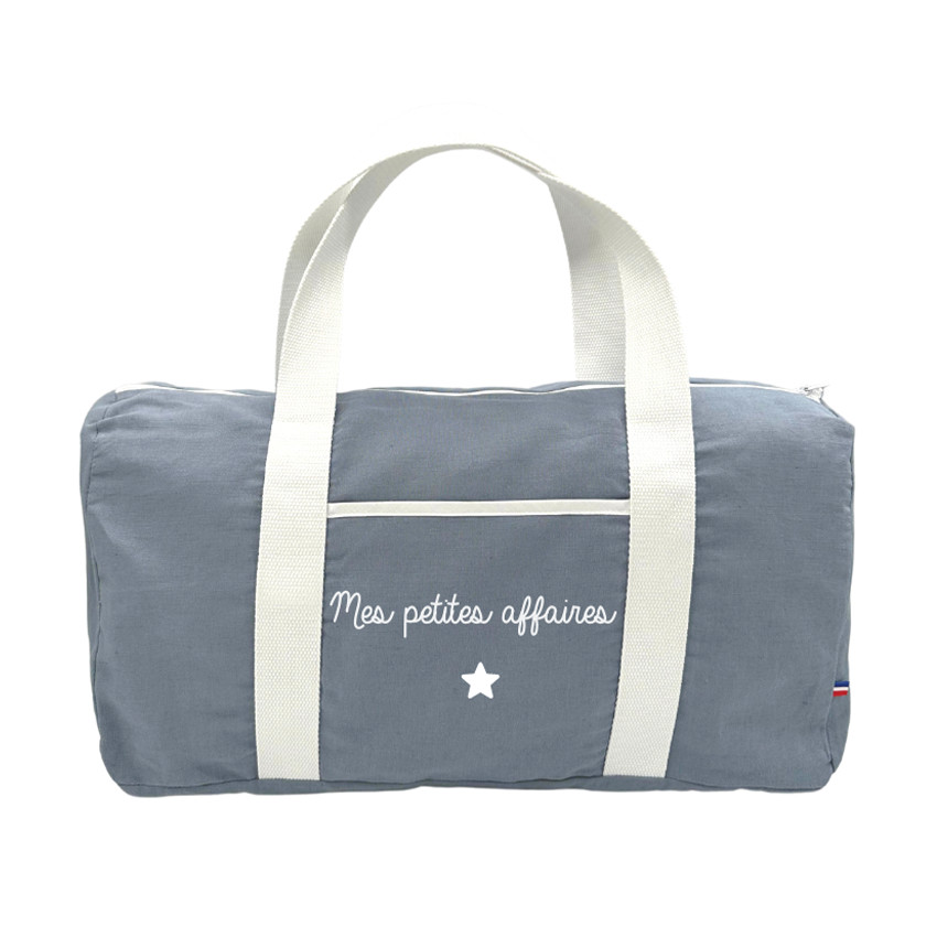 Sac de voyage en lin "Mes petites affaires" bleu 