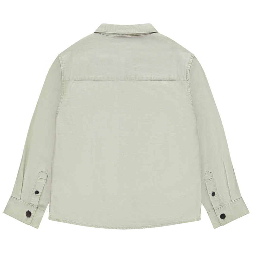 Chemise manches longues unie en toile avec poches pour garçon  