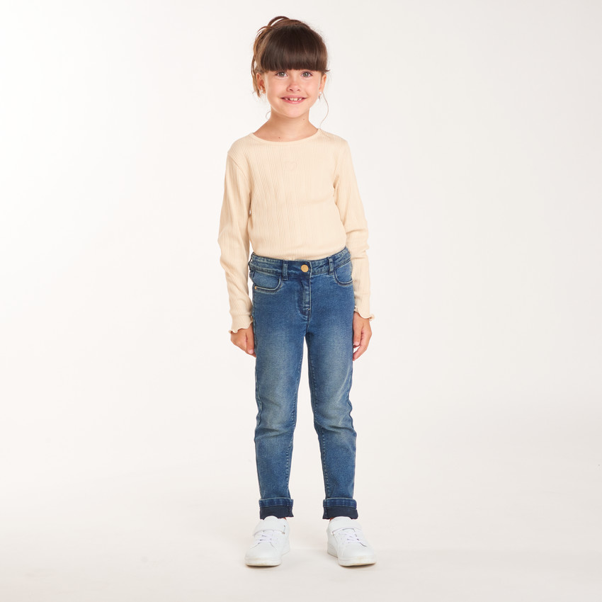 Jean slim en denim effet délavé pour fille