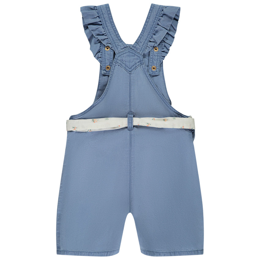 Salopette courte avec volants + ceinture fantaisie pour bébé fille 