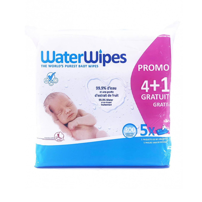 Lingettes naturelles pour bébé pack promotionnel 5x60 
