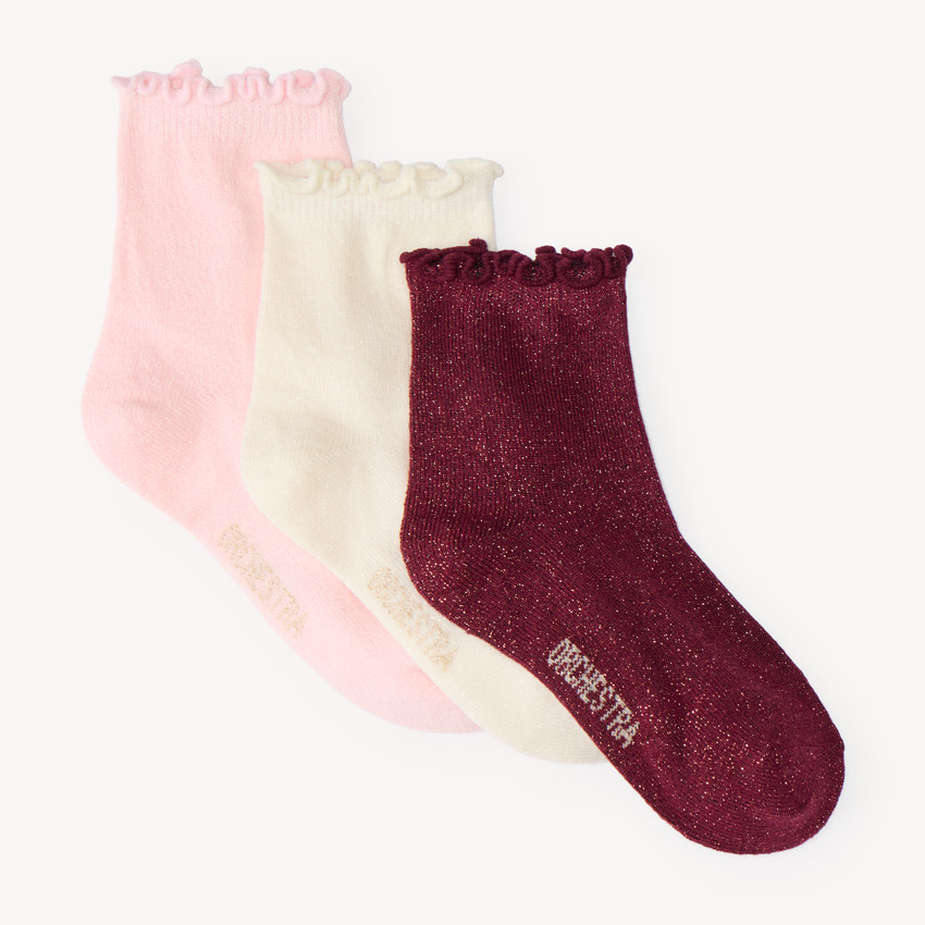 Lot de 3 chaussettes bord volanté fille
