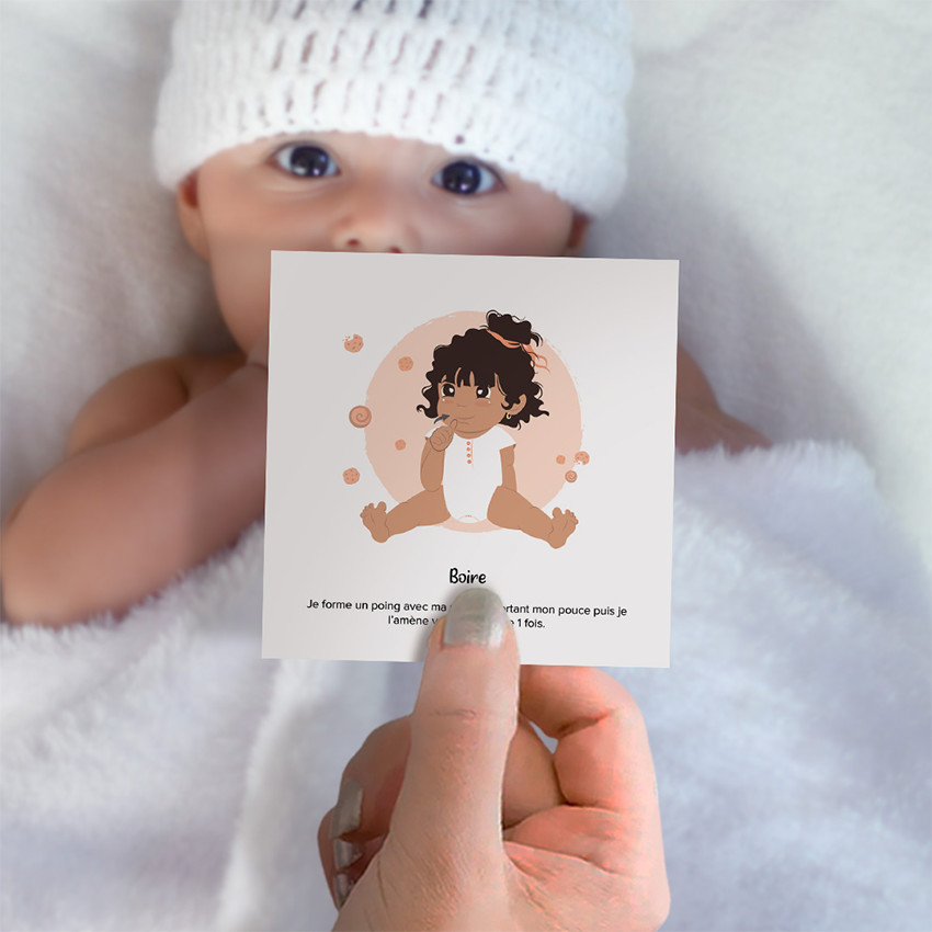 7 cartes Bébé signe "Mes repas" 