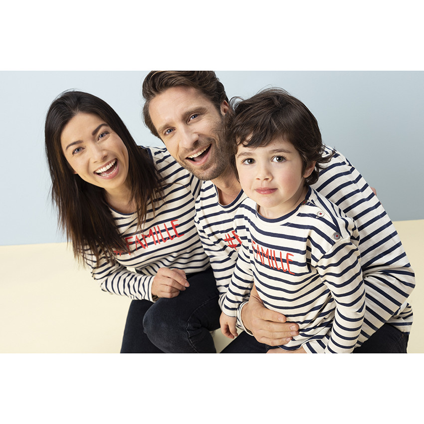 Marinière homme en coton à inscription "famille" printée 