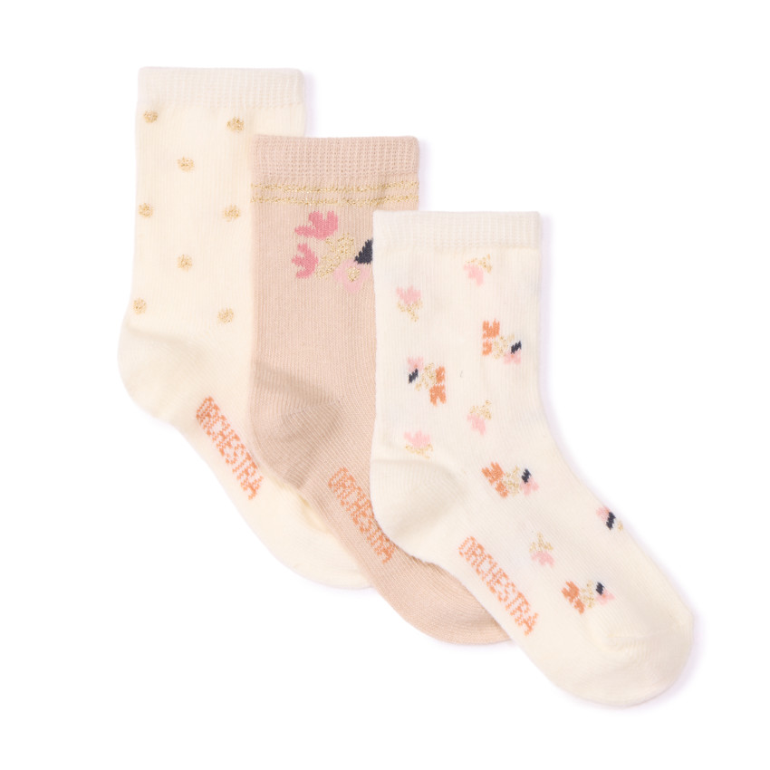 Lot de 3 paires de chaussettes normales fantaisies pour bébé fille