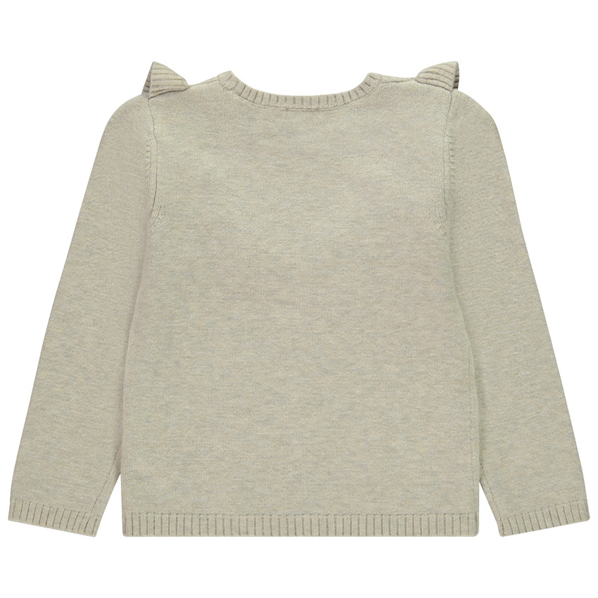 Pull à manches longues en tricot fantaisie avec volants et torsades pour fille 