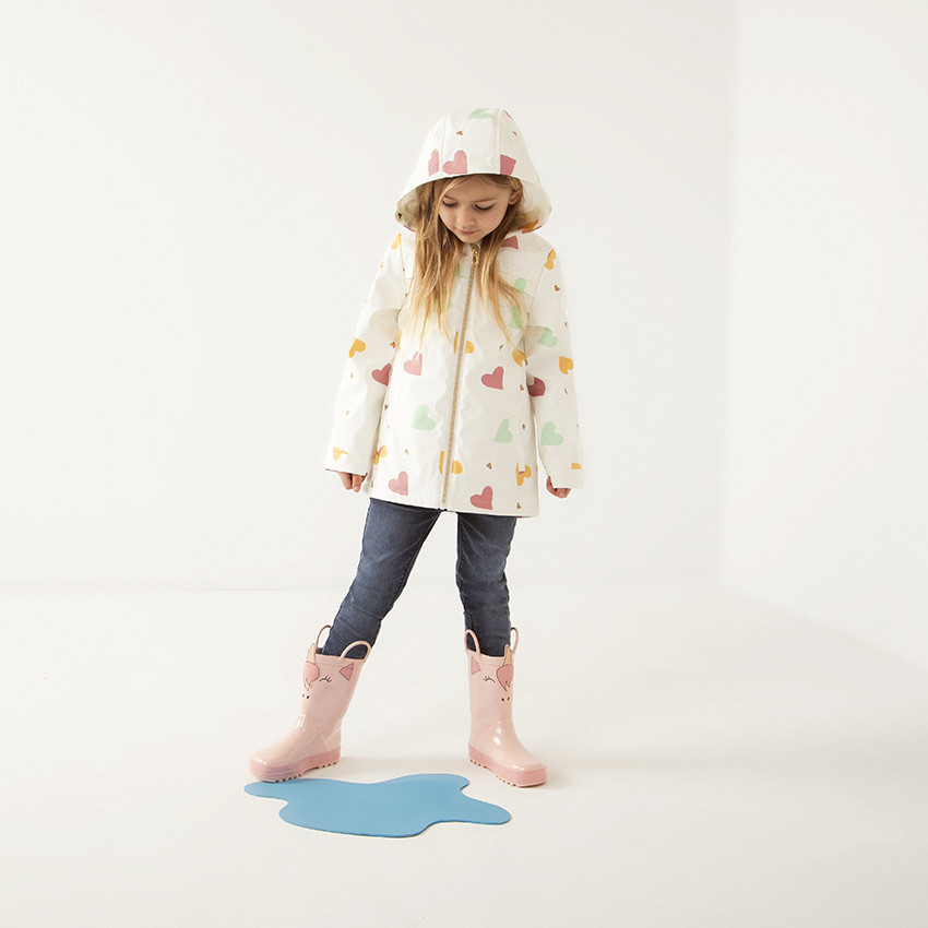 Parka gomme à coeurs doublée sherpa pour enfant fille 