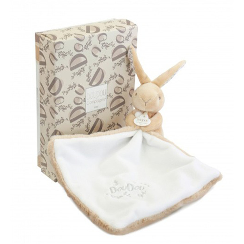 Doudou Lapin mouchoir 10cm Beige Sable