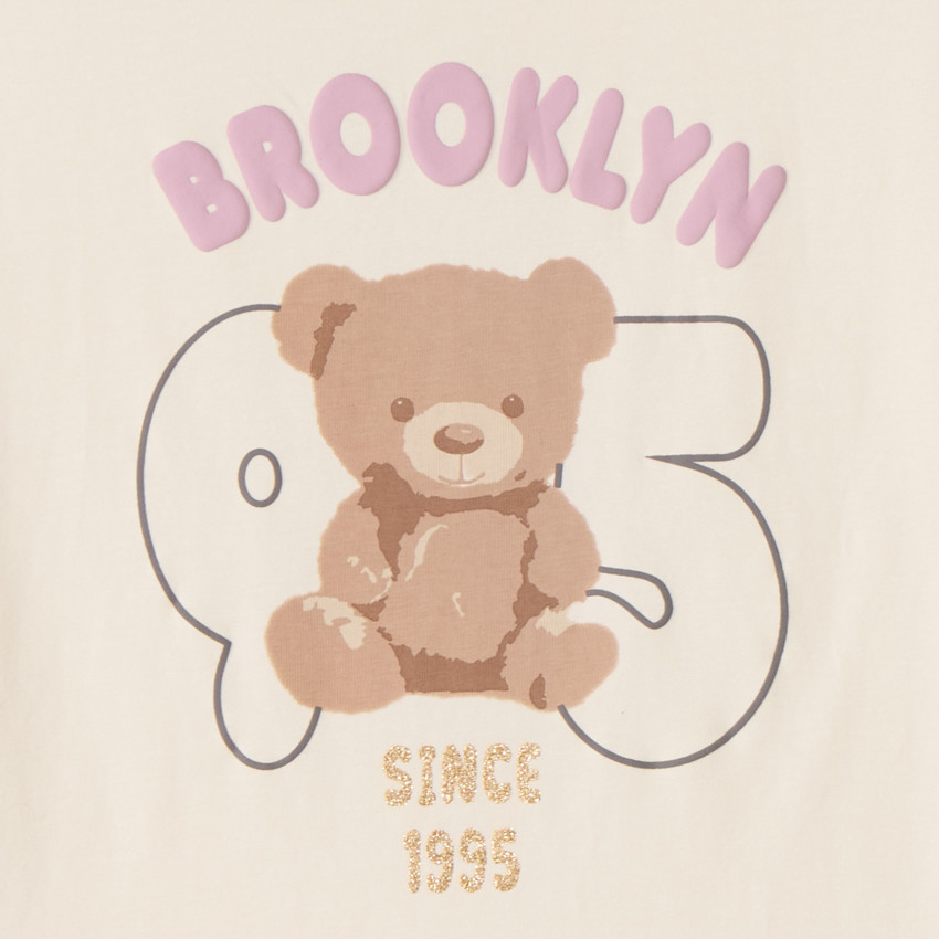 T-shirt manches courtes print ourson pour fille 