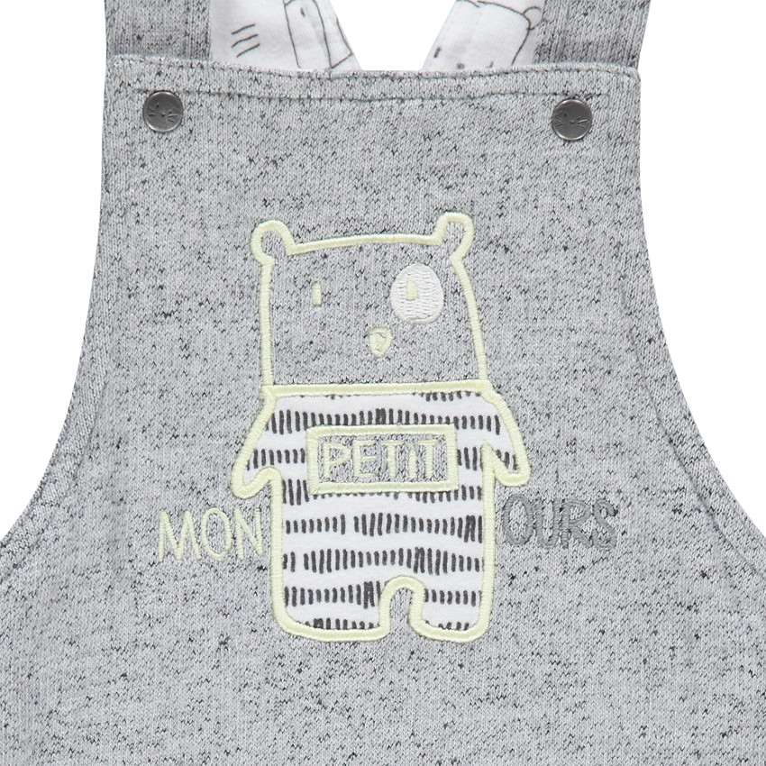 Ensemble tee-shirt manches longues et salopette en molleton 