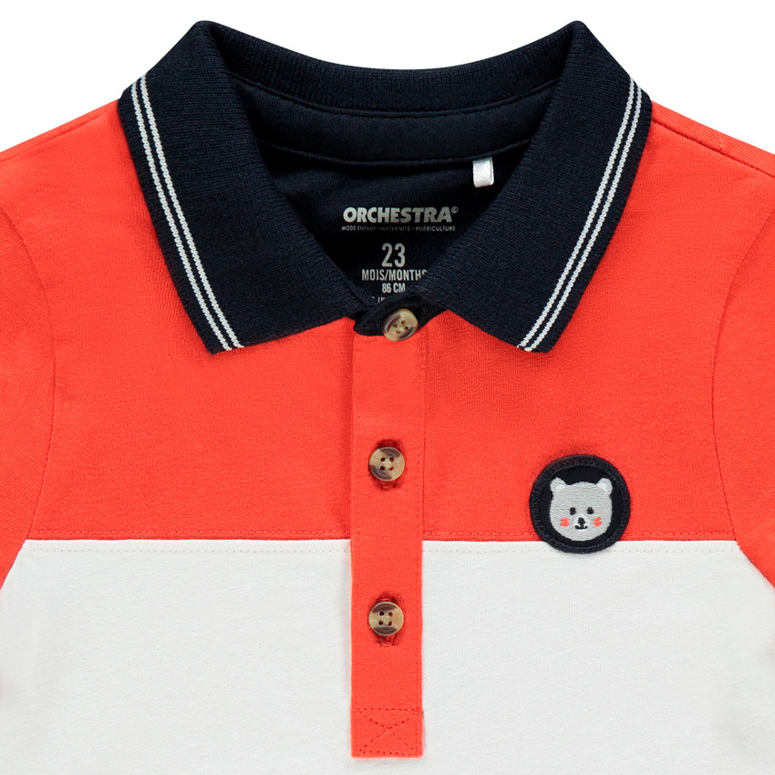 Polo manches longues tricolore pour enfant garçon 
