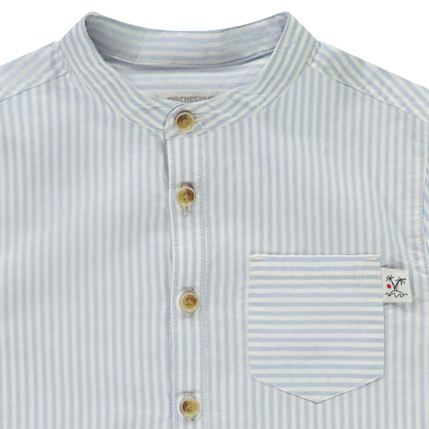 Chemise manches courtes rayée à col mao pour garçon 