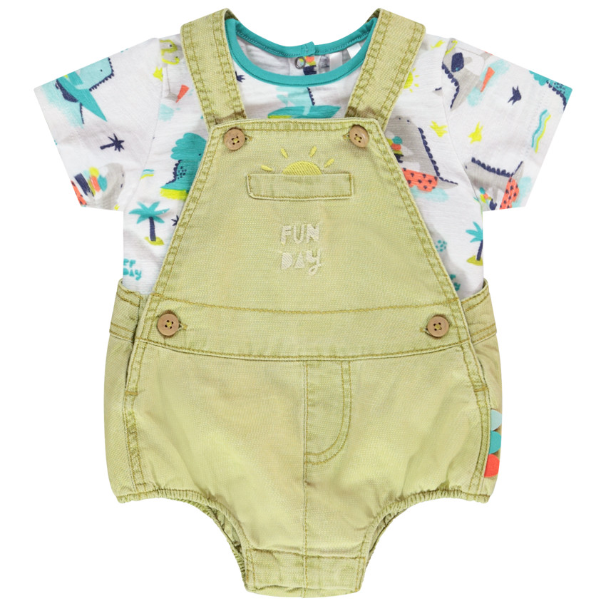 Barboteuse à manches courtes en coton pour bébé garçon et fille Motif  dinosaure Bleu 0-3 mois/59 : : Mode