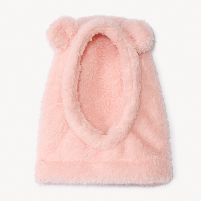 Cagoule ludique en sherpa uni pour bébé fille 