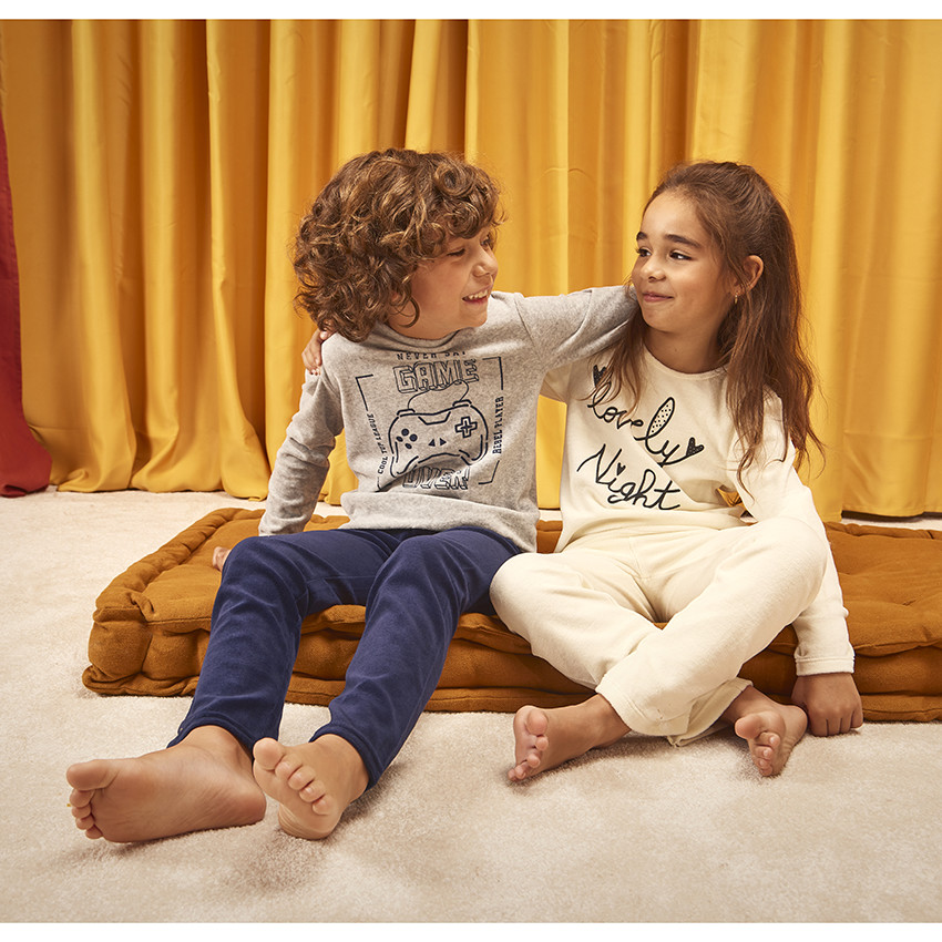 Pyjama 2 pièces en velours print fantaisie pour fille 